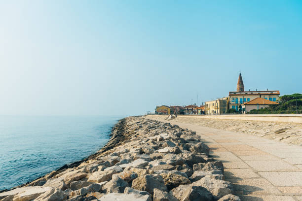 Belltower Duomo Santo Stefano on the seacoast coast in Caorle Italy