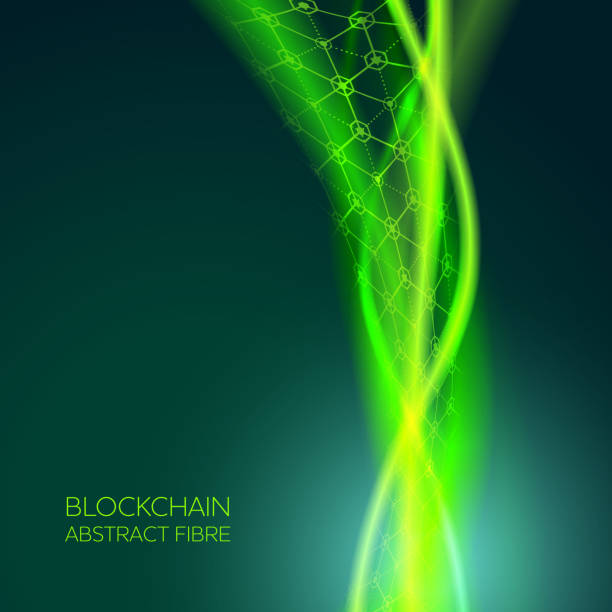 abstrakcyjne blockchain fiber network tło - lighting equipment fiber optic abstract backgrounds stock illustrations