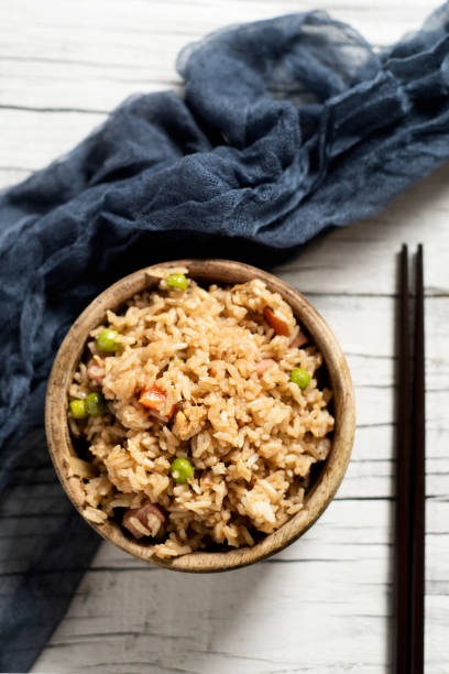 istock Chinese fried rice in a boxwood bowl 1136816021