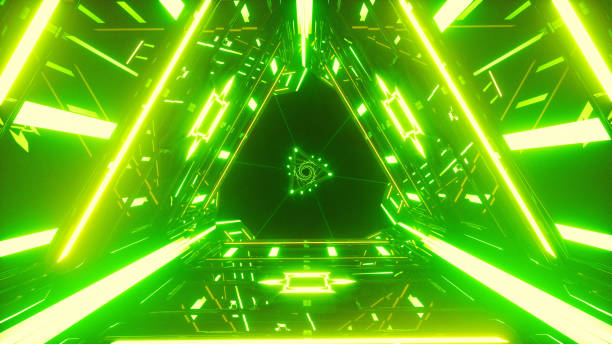 istock Triangle space made of green neons 1136819875