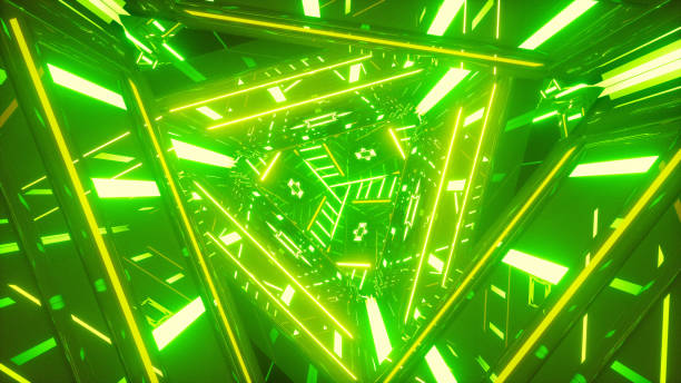 istock Triangle space made of green neons 1136819878
