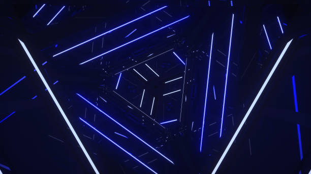 istock Triangle tunnel made of blue neons 1136819883