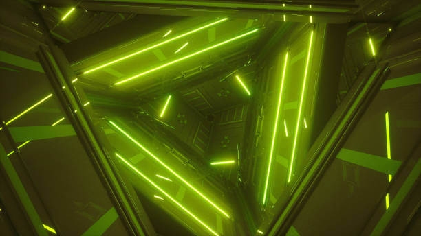 istock Triangle space made of green neons 1136819901