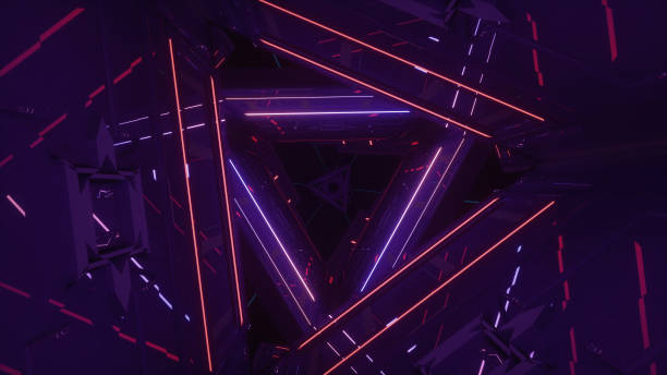 istock Triangle tunnel made of purple neons 1136819909