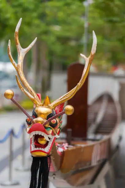 Dragon head on dragonboat for Chinese dragon boat festival