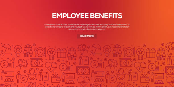 ilustrações de stock, clip art, desenhos animados e ícones de vector set of design templates and elements for employee benefits in trendy linear style - seamless patterns with linear icons related to employee benefits - vector - pension retirement benefits perks