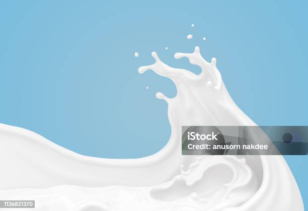 Photo libre de droit de Éclaboussure De Lait Blanc Ou De Yogourt En Forme Donde banque d'images et plus d'images libres de droit de Lait