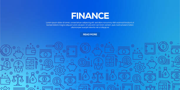 Vector set of design templates and elements for Finance in trendy linear style - Seamless patterns with linear icons related to Finance - Vector Vector set of design templates and elements for Finance in trendy linear style - Seamless patterns with linear icons related to Finance - Vector finance backgrounds stock illustrations