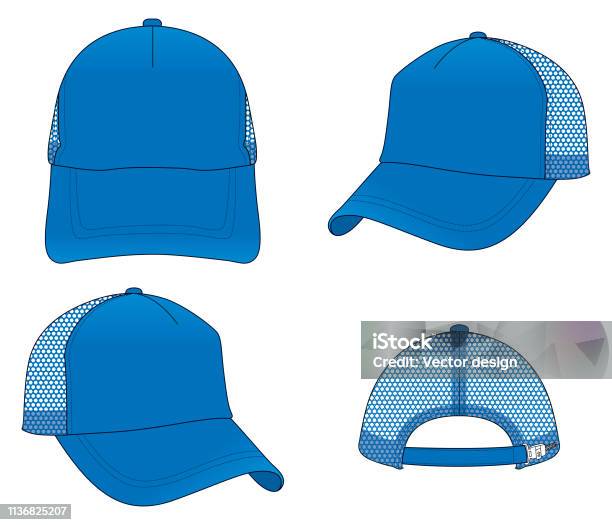 Trucker Mesh Baseball Cap Stock Illustration - Download Image Now - Art, Back, Baseball Cap