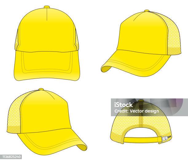 Trucker Mesh Baseball Cap Stock Illustration - Download Image Now - Art, Back, Baseball Cap