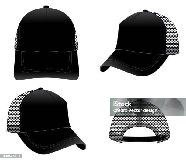 Trucker Mesh Baseball Cap Stock Illustration - Download Image Now - Hat, Illustration, Cap - Hat