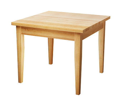 square, wooden table isolated on white background with clipping path included, 3D render