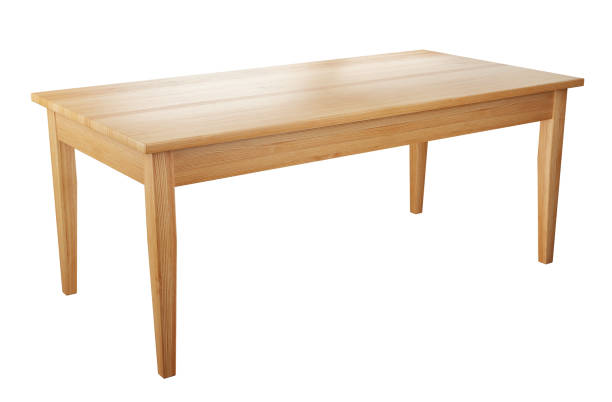istock wooden table isolated on white with clipping path included, 3D render 1136826860