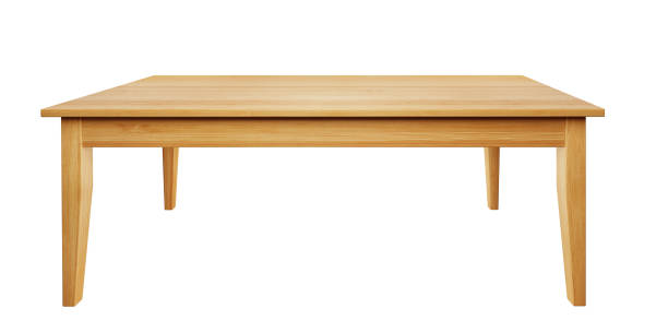 istock wooden table isolated on white background with clipping path included, 3D render 1136826910