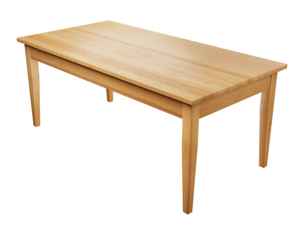 istock wooden table isolated on white with clipping path included, 3D render 1136826927