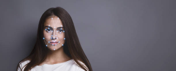 Futuristic and technological scanning of face for facial recognition