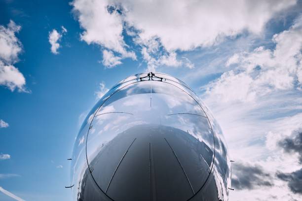 Reflection of sky on airplane