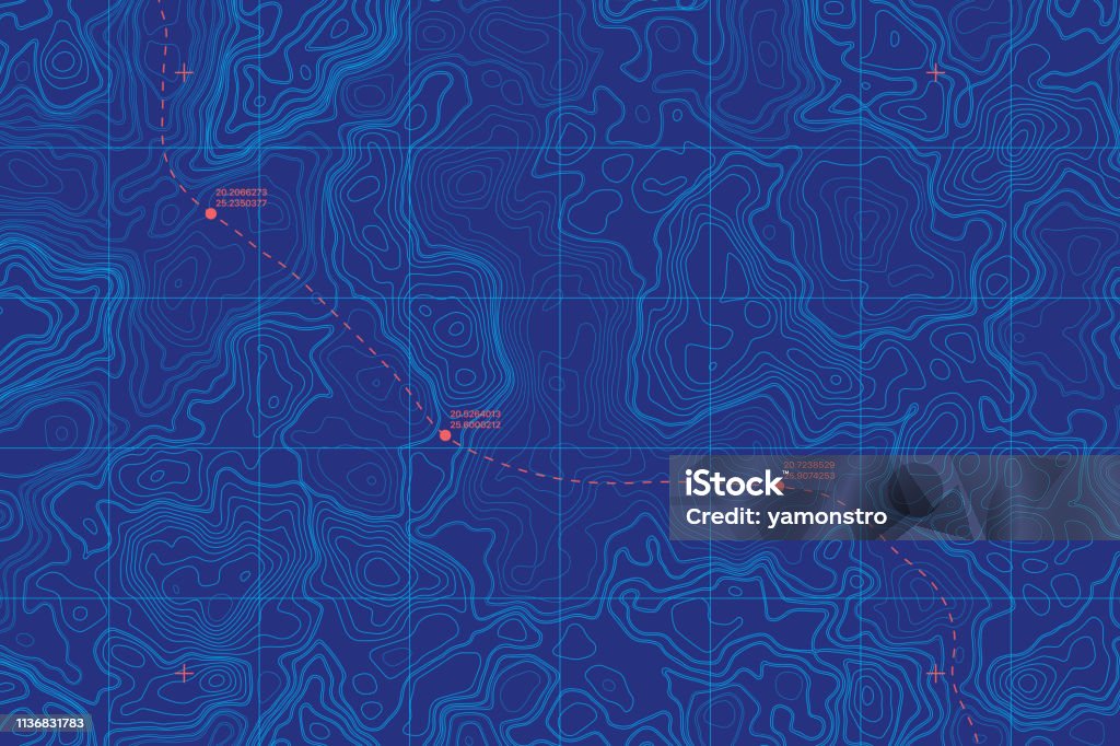 Conceptual Vector Sea Depth Topographic Map Sea Depth Topographic Map With Route And Coordinates Conceptual User Interface Blue Abstract Background. Bermuda Triangle Sea stock vector Conceptual Vector Sea Depth Topographic Map Sea Depth Topographic Map With Route And Coordinates Conceptual User Interface Blue Abstract Background. Bermuda Triangle Sea stock vector