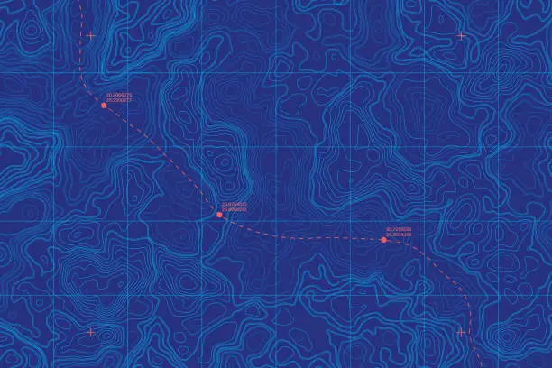 Vector illustration of Conceptual Vector Sea Depth Topographic Map