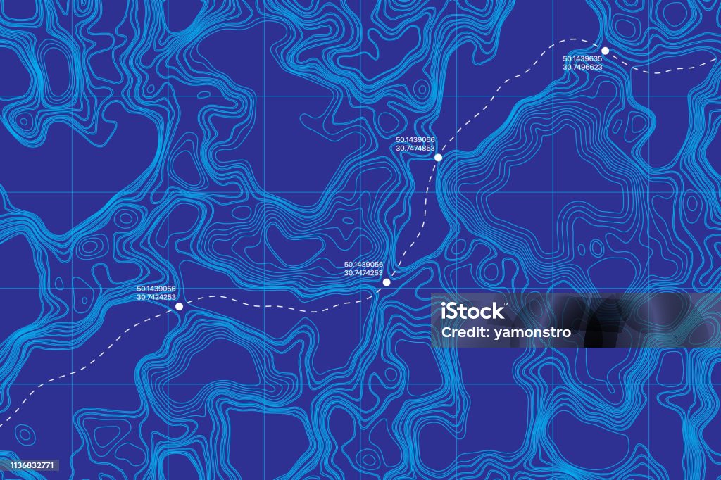 Carte topographique vectorielle conceptuelle - clipart vectoriel de Rallye automobile libre de droits