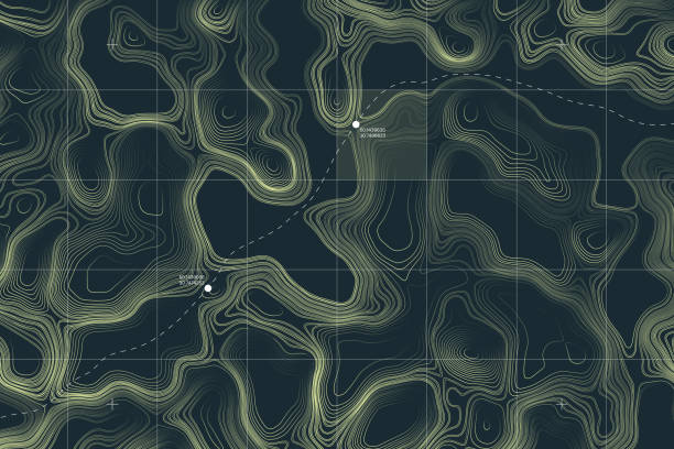illustrations, cliparts, dessins animés et icônes de vecteur conceptuel carte topographique de terrain alien - backgrounds color image directly above full frame