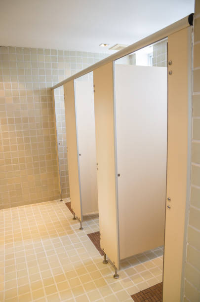 istock public toilets with  doors 1136833295