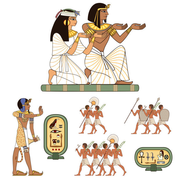 ilustraciones, imágenes clip art, dibujos animados e iconos de stock de jeroglífico egipcio y símbolo cultura antigua cantar y elemento de diseño - ancient egyptian culture