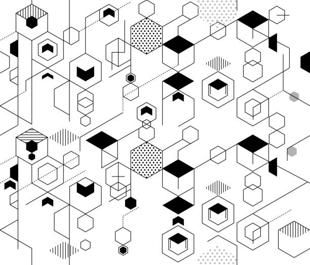 illustrazioni stock, clip art, cartoni animati e icone di tendenza di abstract tecnico senza soluzione di continuità - hexagon honeycomb repetition connection