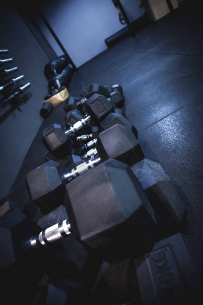 istock Rows of dumbbells in a gym 1136846962