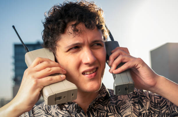 Render of a 3d mad scientist character answering the phone