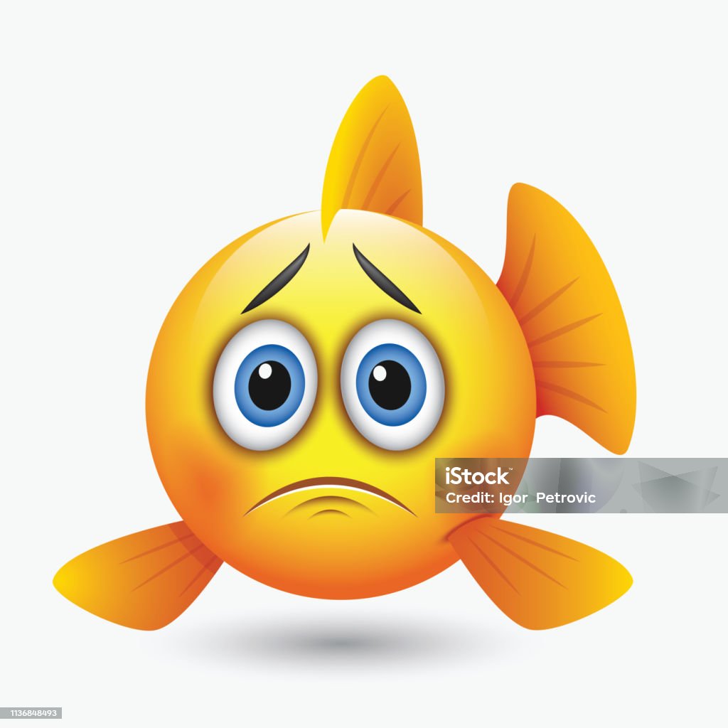 Cute Sad Fish Emoticon Emoji Smiley Vector Illustration Stock Illustration  - Download Image Now - iStock