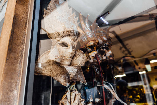 istock Venetian shop window with masks 1136850910