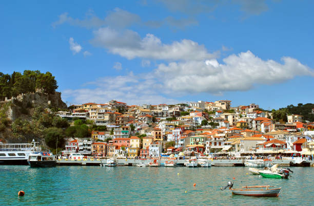 istock Paxos harbour houses built on the hill 1136853909