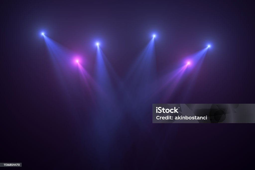 Neon Lights, Lens Flare, Space Light, Black Background Neon Lights on Black Background, Abstract, Futuristic Space Lights. Backgrounds Stock Photo
