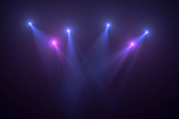 Neon Lights, Lens Flare, Space Light, Black Background Neon Lights on Black Background, Abstract, Futuristic Space Lights. lighting equipment stock pictures, royalty-free photos & images