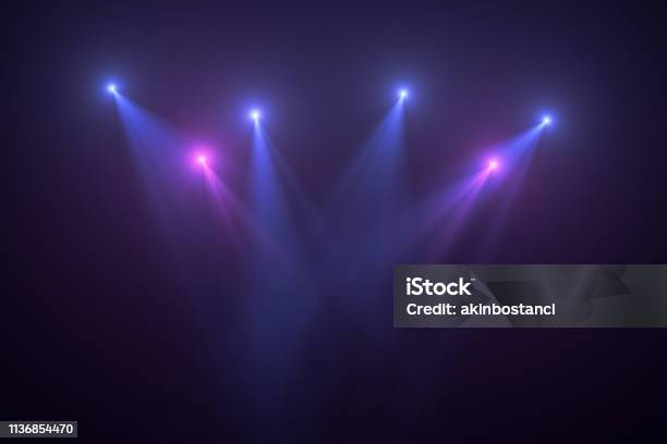 Neon Lights Lens Flare Space Light Black Background Stock Photo - Download Image Now