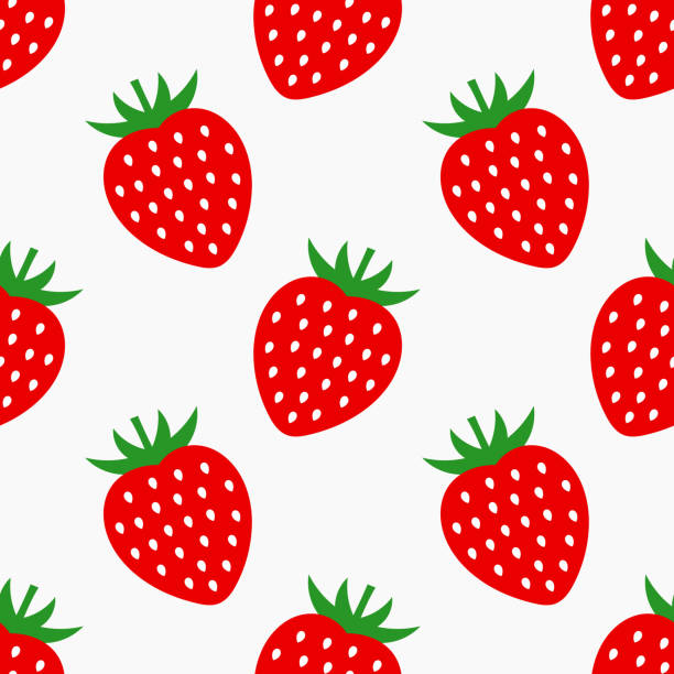 ilustrações de stock, clip art, desenhos animados e ícones de strawberry fruit seamless pattern. - morango