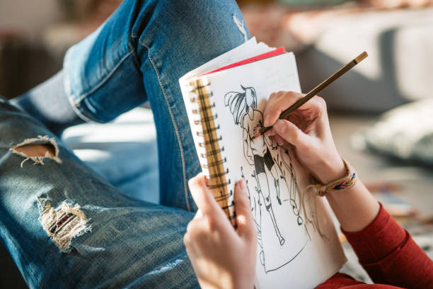 istock Young Female Artist Making New Sketches 1136855475