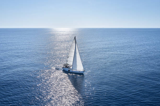 istock Sailing with sailboat, view from drone 1136855786