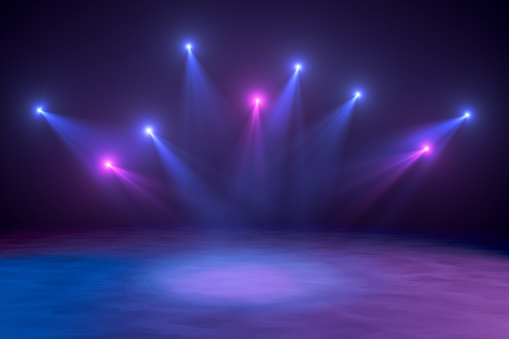 Neon Lights on Black Background, Abstract, Futuristic Space Lights.