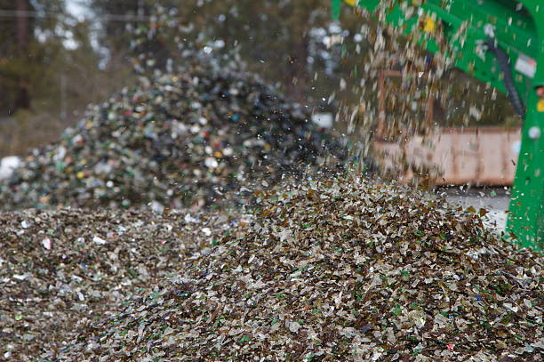 Glass recycling facility stock photo