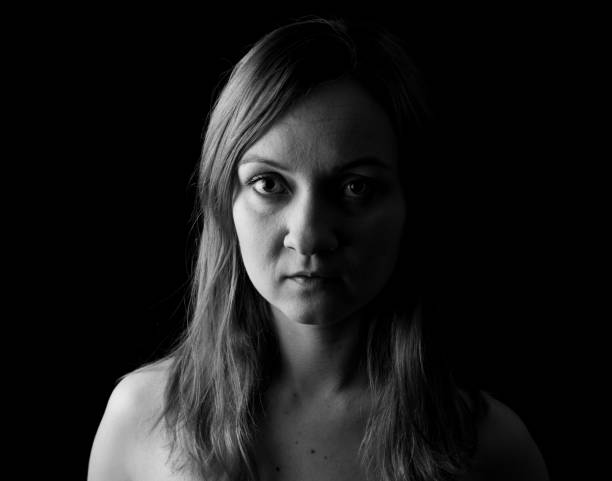 istock Young Woman Showing Expresion Black & White Isolated 1136862008