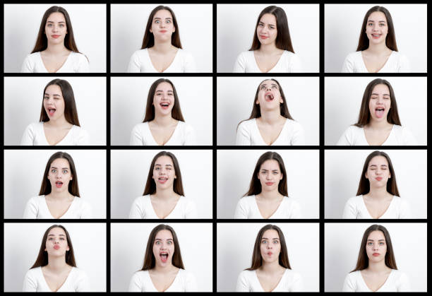 istock Set of young woman's portraits with different emotions 1136862009