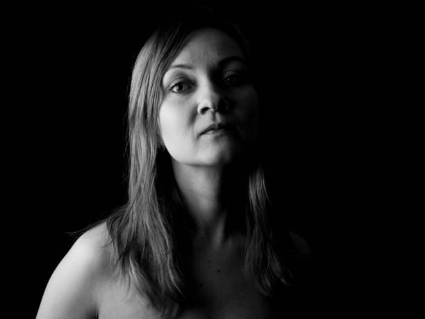 istock Young Woman Showing Expresion Black & White Isolated 1136862638