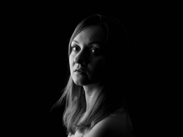 istock Young Woman Showing Expresion Black & White Isolated 1136862707