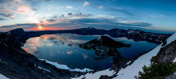 Crater Lake Sunrise sunrise Panorama