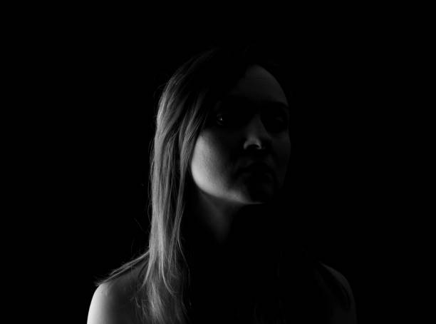 istock Young Woman Showing Expresion Black & White Isolated 1136864070