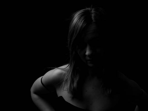 istock Young Woman Showing Expresion Black & White Isolated 1136864155
