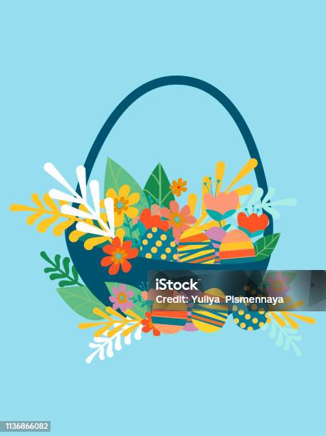 Easter Basket Stock Illustration - Download Image Now - Easter Basket, Easter, Easter Egg