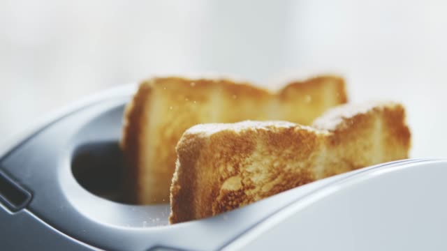 Roasted toast bread popping up from toaster